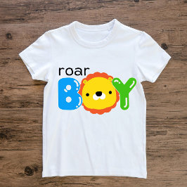 ロアボーイかわいいライオンサファリジャングル動物の子供 ベビーTシャツ