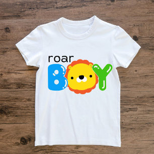 ロアボーイかわいいライオンサファリジャングル動物の子供 ベビーTシャツ