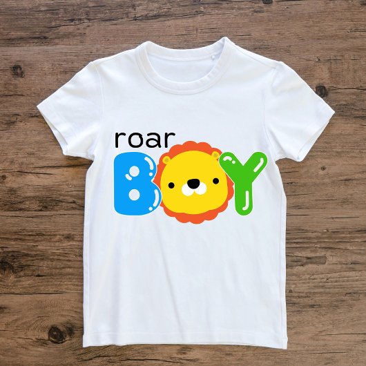 ロアボーイかわいいライオンサファリジャングル動物の子供 ベビーTシャツ