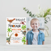 ロアボーイズ恐竜誕生日ジャングルパーティー写真 招待状 (スタンド正面)
