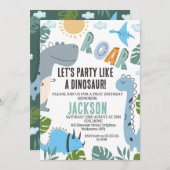 ロアモダンー恐竜パーティー1st誕生日招待状 招待状 (正面/裏面)