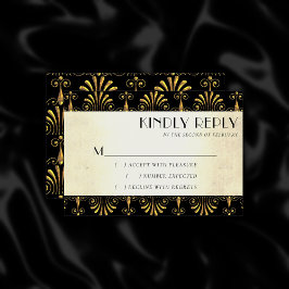 ロアリン20年代デカデンス |金ゴールドブラックモダンアールデコ 出欠カード