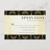 ロアリン20年代デカデンス |金ゴールドブラックモダンアールデコ 出欠カード (正面)