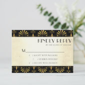 ロアリン20年代デカデンス |金ゴールドブラックモダンアールデコ 出欠カード (スタンド正面)