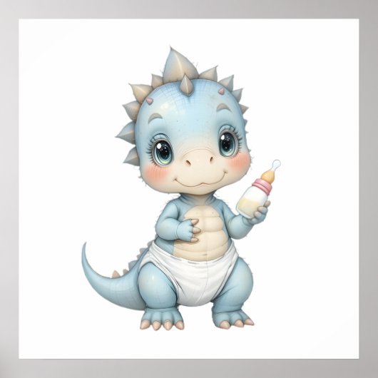 ロアルソームベビーディノプリント – かわいい子供部屋デコール ポスター (正面)