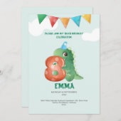 ロアルソーム恐竜8th誕生日パーティーへの招待 招待状 (正面/裏面)