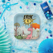 ロアルソームDino誕生日、かわいい漫画Dino ペーパープレート (パーティー)