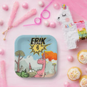 ロアルソームDino誕生日、かわいい漫画Dino ペーパープレート (パーティー)