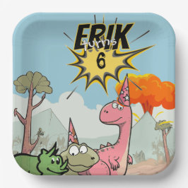 ロアルソームDino誕生日、かわいい漫画Dino ペーパープレート