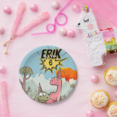 ロアルソームDino誕生日、かわいい漫画Dino ペーパープレート (パーティー)