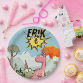 ロアルソームDino誕生日、かわいい漫画Dino ペーパープレート (パーティー)