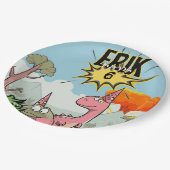 ロアルソームDino誕生日、かわいい漫画Dino ペーパープレート (アングル)