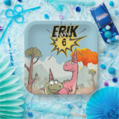 ロアルソームDino誕生日、かわいい漫画Dino ペーパープレート (パーティー)