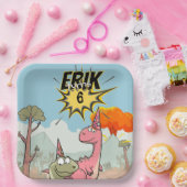 ロアルソームDino誕生日、かわいい漫画Dino ペーパープレート (パーティー)