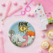 ロアルソームDino誕生日、かわいい漫画Dino ペーパープレート (パーティー)