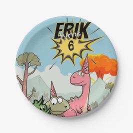 ロアルソームDino誕生日、かわいい漫画Dino ペーパープレート