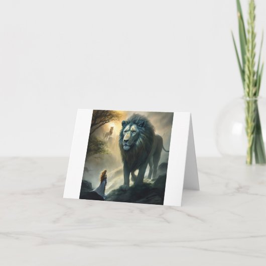 ロア威厳のあるー:ライオンとガーディアンをテーマにしたカード サンキューカード (正面)