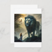 ロア威厳のあるー：ライオンとガーディアンをテーマにした招待状 サンキューカード (正面/裏面)