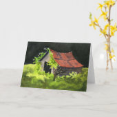 "ロイの木小屋"カントリーロードグリーティングカード カード (黄色い花)