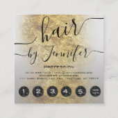 ロイアリティ6パンチヘアラッシュメイクアップ金ゴールドグレー スクエア名刺 (裏面)