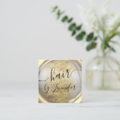 ロイアリティ6パンチヘアラッシュメイクアップ金ゴールドグレー スクエア名刺 (スタンド正面)