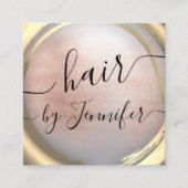 ロイアリティ6パンチヘアラッシュメイクアップ金ゴールドバラ スクエア名刺 (正面)