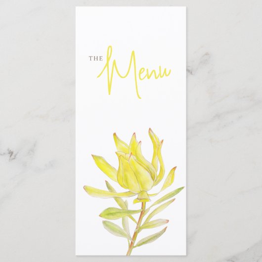 ロイカデンドロン黄色の素朴なフローラ結婚のメニュー メニュー (正面)