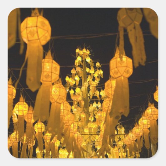 ロイクラトーン祭りのランタン スクエアシール (正面)