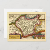 ロイスターシャーカウンティイングランド古古古物地図 ポストカード (正面/裏面)