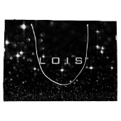 ロイス白黒ホワイトグリッターお気に入りギフトスパーク ラージペーパーバッグ (裏面)