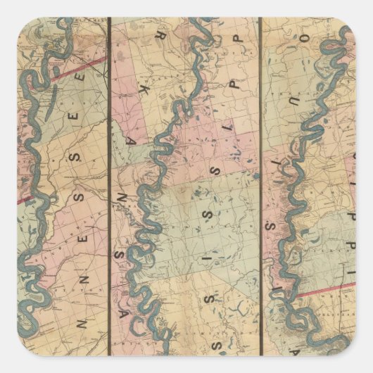 ロイドのミシシッピ川下流の地図 スクエアシール (正面)