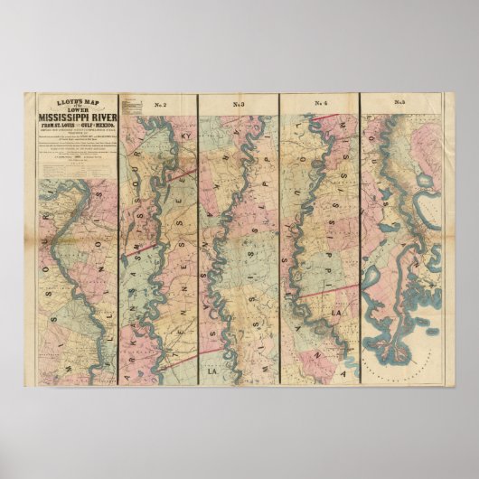 ロイドのミシシッピ川下流の地図 ポスター (正面)