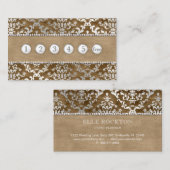 ロイヤリティのパンチカードのコーヒーラクダの微光のダマスク織 名刺 (正面/裏面)