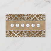 ロイヤリティのパンチカードのコーヒーラクダの微光のダマスク織 名刺 (正面)