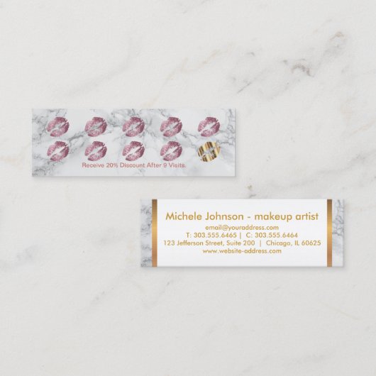 ロイヤリティのパンチカード-グリッターおよび大理石は上がりました ロイヤリティカード (正面/裏面)