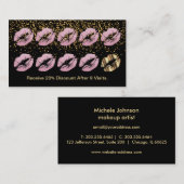 ロイヤリティのパンチカード-ピンクのグリッターの唇 ロイヤリティカード (正面/裏面)