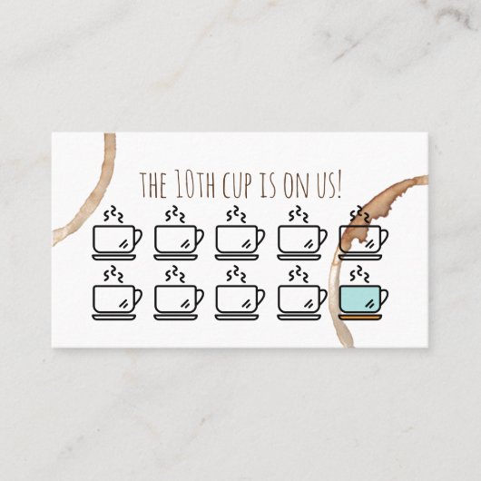 ロイヤリティはカードcoffeeshopのカフェに報酬を与えます 名刺 (正面)