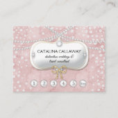 ロイヤリティはピンクのスエードの化粧の宝石類を真珠で飾ります 名刺 (正面)