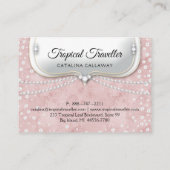 ロイヤリティはピンクのスエードの化粧の宝石類を真珠で飾ります 名刺 (裏面)