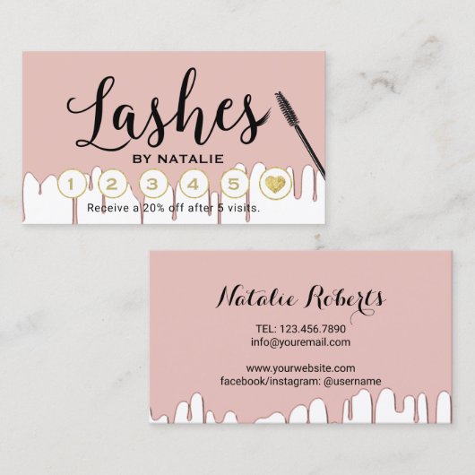 ロイヤリティを滴らせる鞭のメーキャップアーティストのばら色の金ゴールド ロイヤリティカード (正面/裏面)