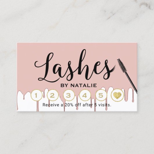 ロイヤリティを滴らせる鞭のメーキャップアーティストのばら色の金ゴールド ロイヤリティカード (正面)