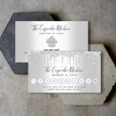 ロイヤリティカップケーキベーカリーシェフシルバーグリッタードリップ 名刺