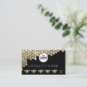 ロイヤリティカフェイクードグリッター蜂ハニカム 名刺 (スタンド正面)