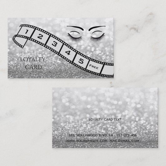 ロイヤリティカードのキラキラのフィルムストリップのまつげ眉 ロイヤリティカード (正面/裏面)