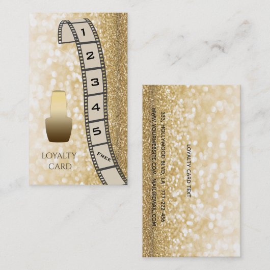 ロイヤリティカードのシックなキラキラのフィルムストリップ爪、 ネイル ロイヤリティカード (正面/裏面)