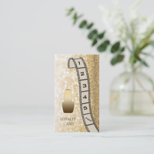 ロイヤリティカードのシックなキラキラのフィルムストリップ爪、 ネイル ロイヤリティカード (スタンド正面)