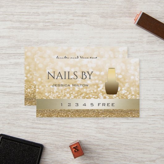 ロイヤリティカードの輝く《写真》ぼけ味明るい爪、 ネイルポーランド ロイヤリティカード (正面/裏面インサイチュ)