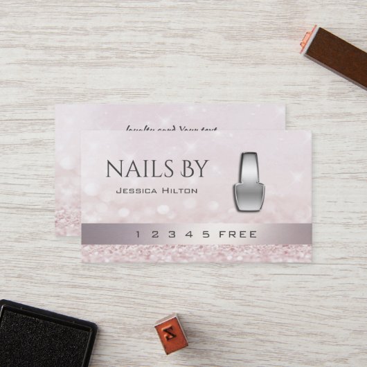 ロイヤリティカードの輝く《写真》ぼけ味明るい爪、 ネイルポーランド ロイヤリティカード (正面/裏面インサイチュ)