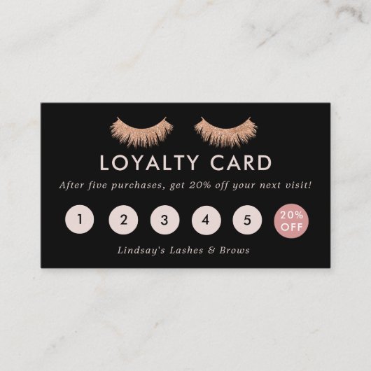 ロイヤリティカードまつげのメーキャップアーティストのばら色の金ゴールド ロイヤリティカード (正面)