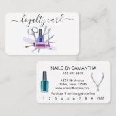 ロイヤリティカードウォーター色爪、 ネイルポーランドサロン 名刺 (正面/裏面)